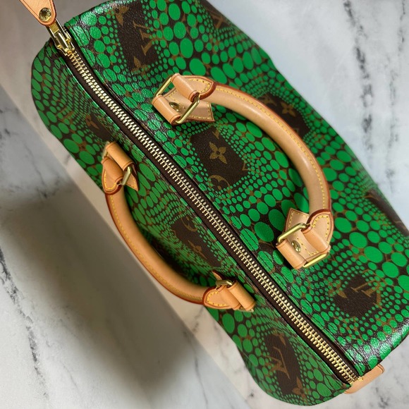 Louis Vuitton Kusama Speedy bag 30 Green dots circles Spots monogram LV Rare - Picture 14 of 15